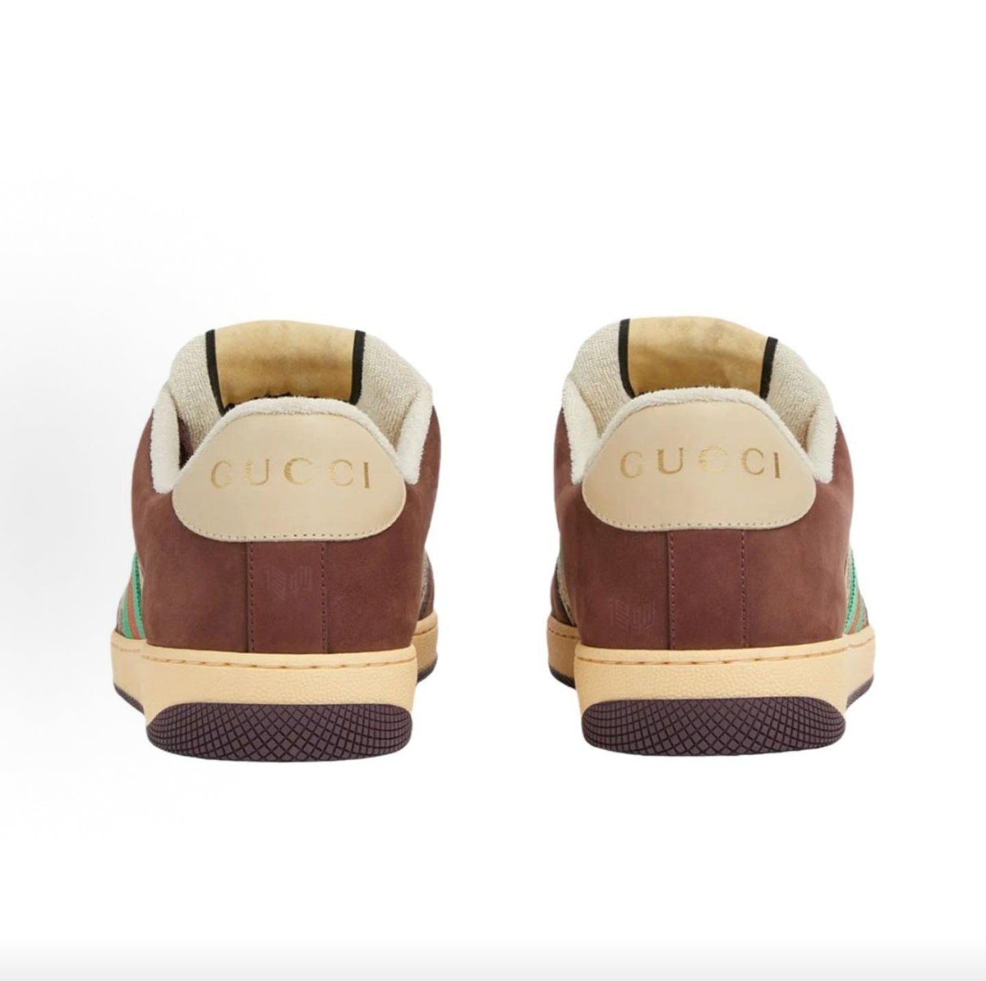 GUCCI Screener Canvas and Leather Low-Top Sneakers with Red and Green Webbing and Metallic Double G Enamel