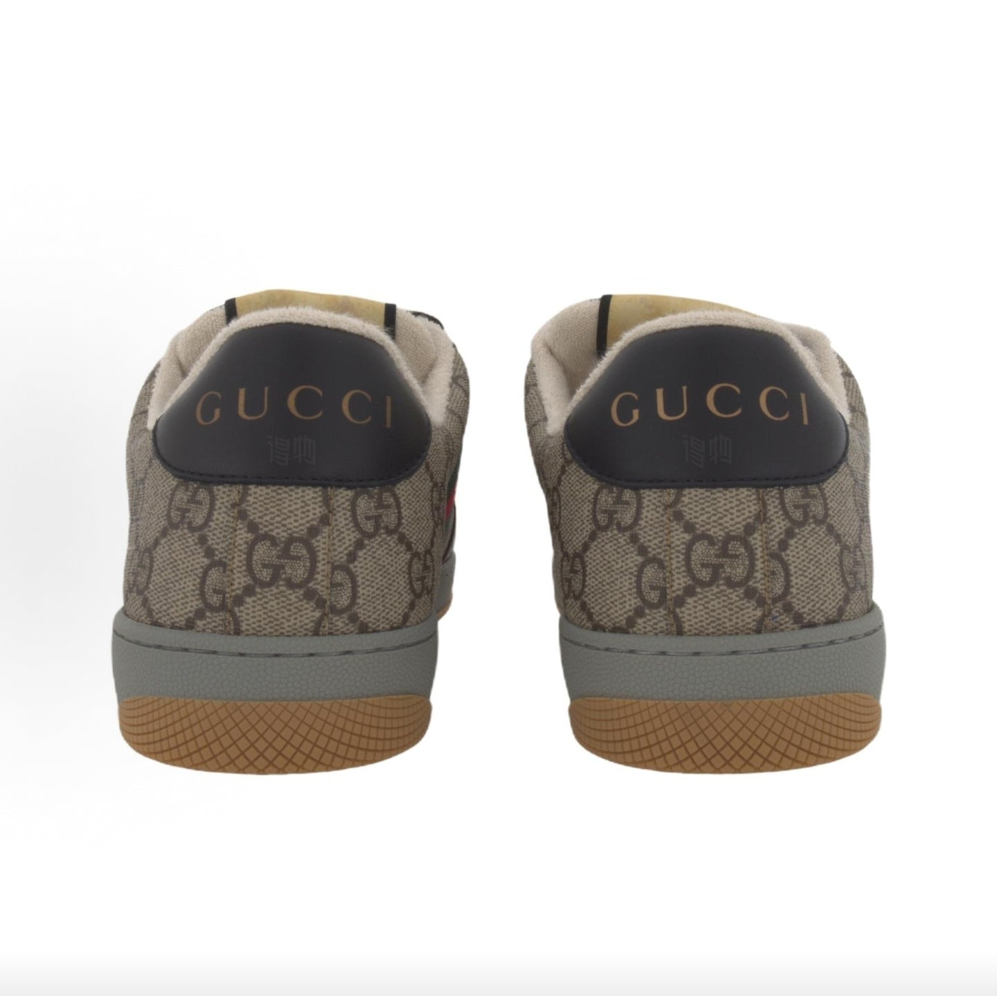 GUCCI Screener “Dirty” Sneakers GG Enamel Men's Ebony