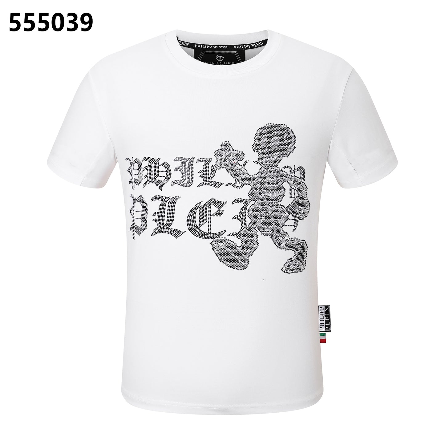 PHILIPP PLEIN Round-Neck T-Shirt with a Skull and Letter Design