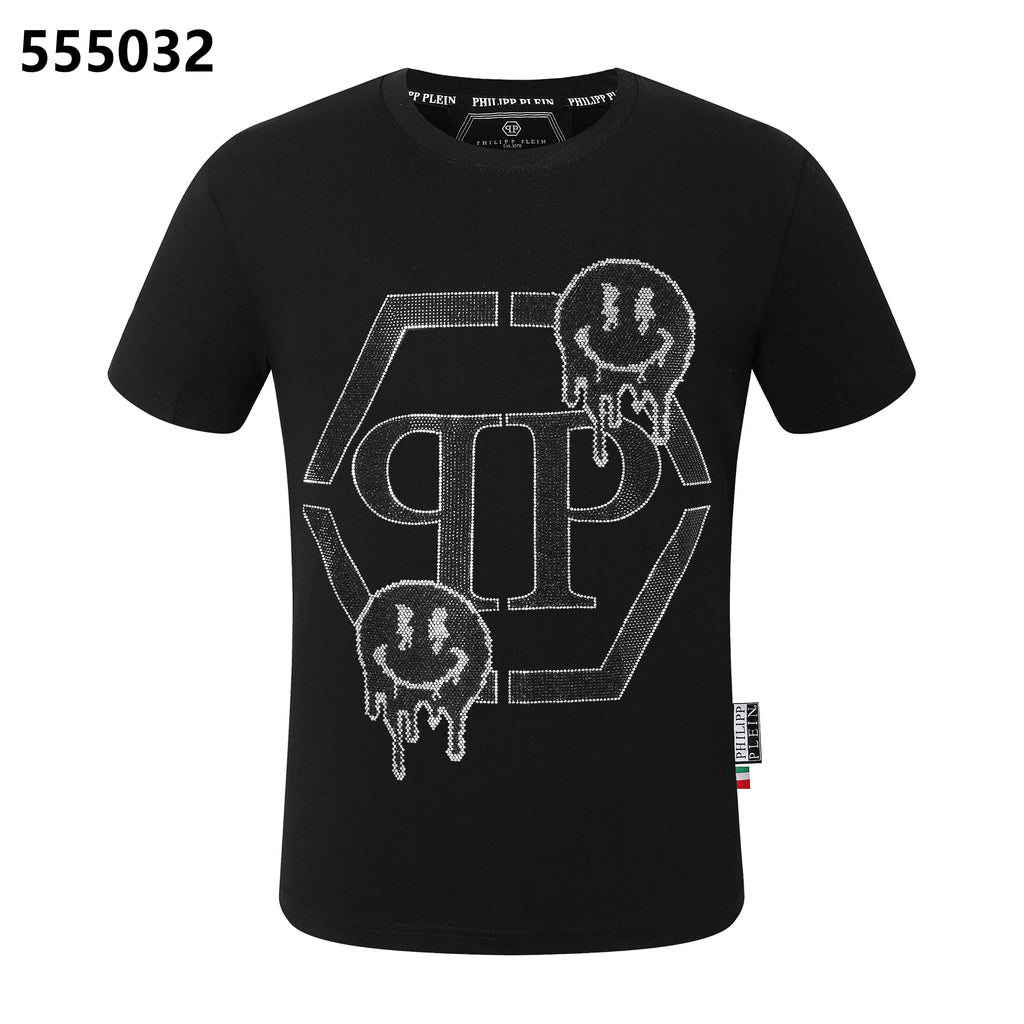 フィリッププレイン ラウンドネック Tシャツ カートゥーンスマイリーフェイスデザイン