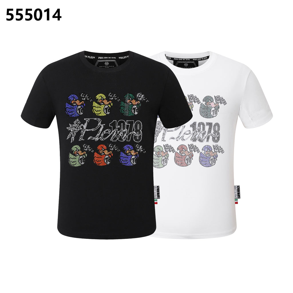 PHILIPP PLEIN 1978 6匹のアヒルをデザインした丸首Tシャツ