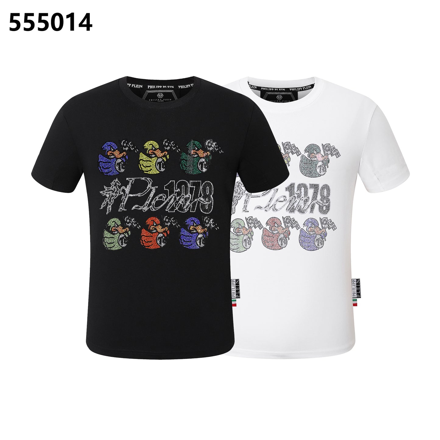 PHILIPP PLEIN 1978 Rundhals-T-Shirt mit 6 kleinen Entenmotiv