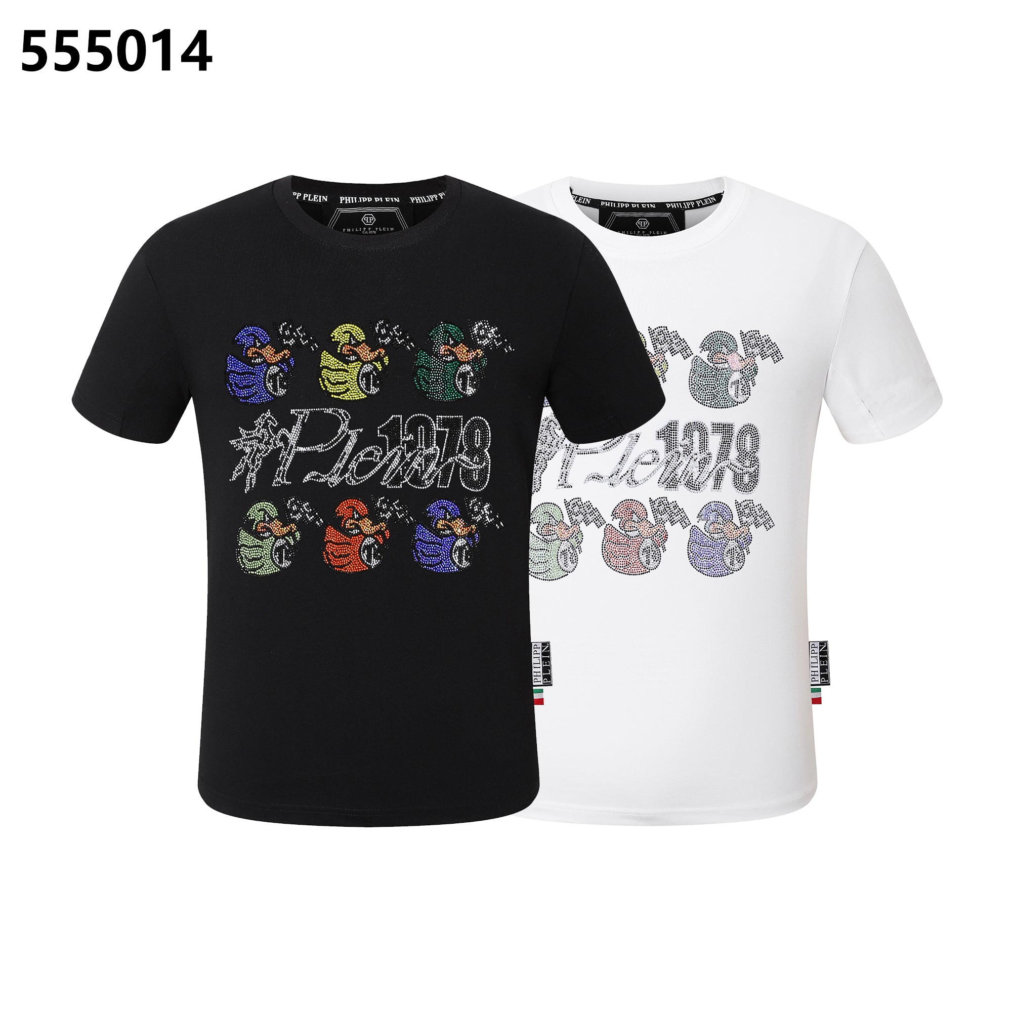 PHILIPP PLEIN 1978 6匹のアヒルをデザインした丸首Tシャツ
