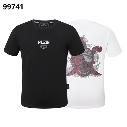 PHILIPP PLEIN Rundhals-T-Shirt mit rotem Totenkopf-Design