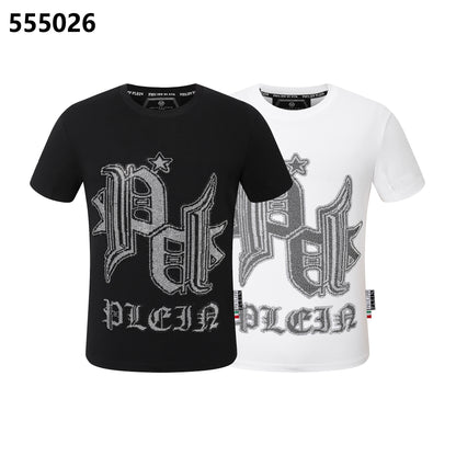 PHILIPP PLEIN Round-Neck T-Shirt with Diamond-Studded Lettering