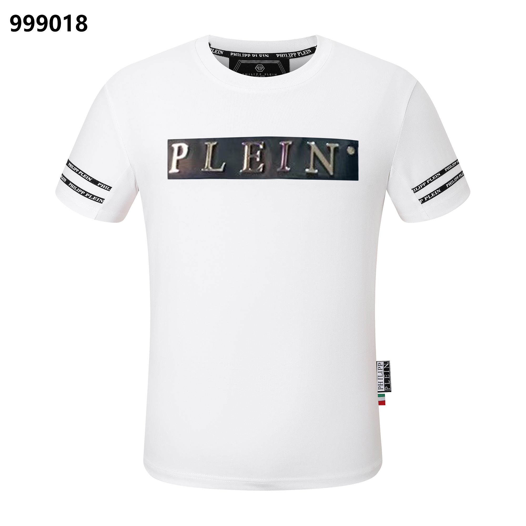 PHILIPP PLEIN 메탈 레터 라운드넥 티셔츠