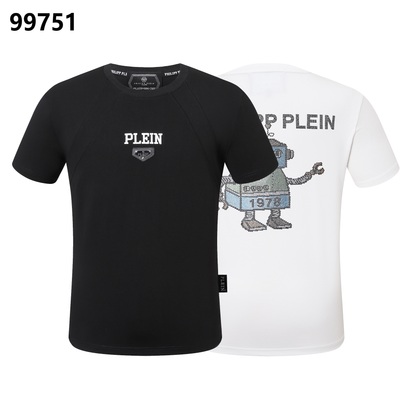 PHILIPP PLEIN T-Shirt mit Roboter-Strassverzierung und Rundhalsausschnitt