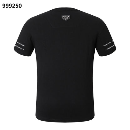 PHILIPP PLEIN Gold-Letter Tennis Rundhals-T-Shirt