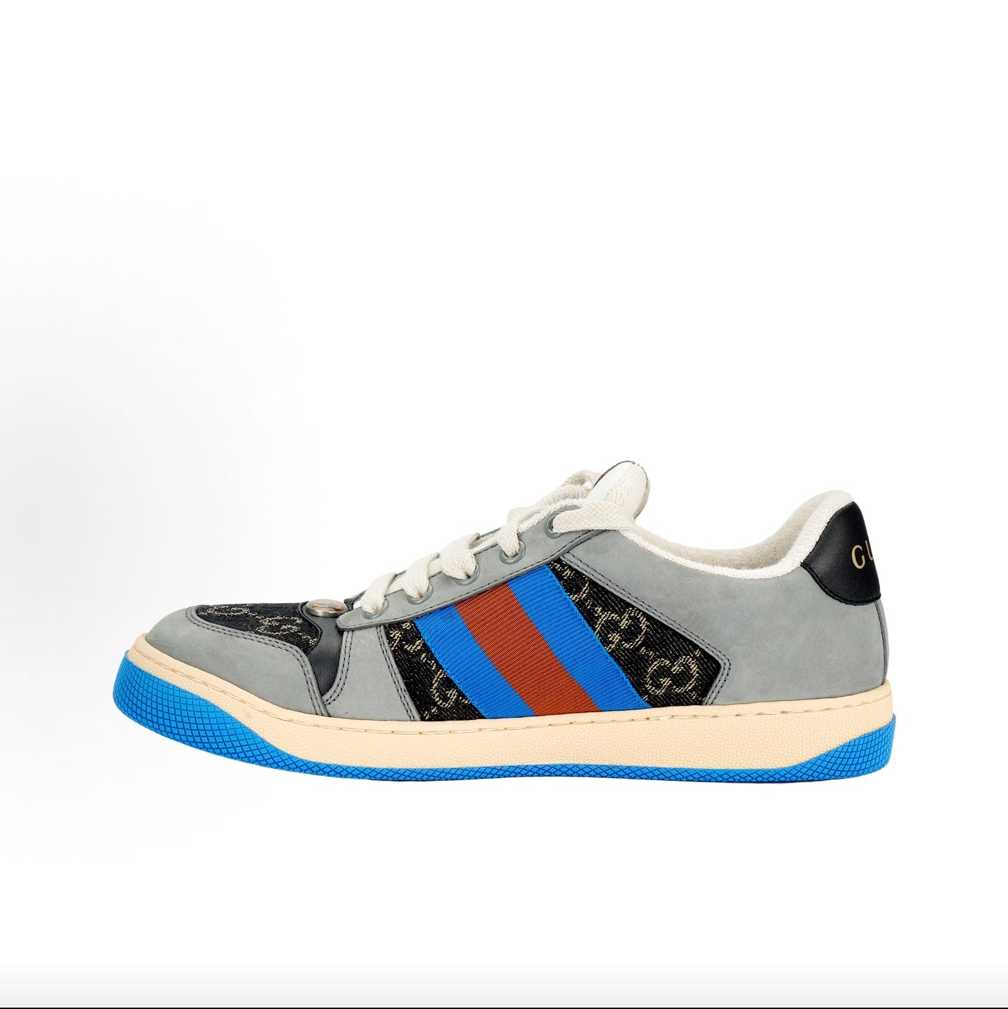 GUCCI Screener “Dirty” Sneakers, Double G, Men's, Black and Gray