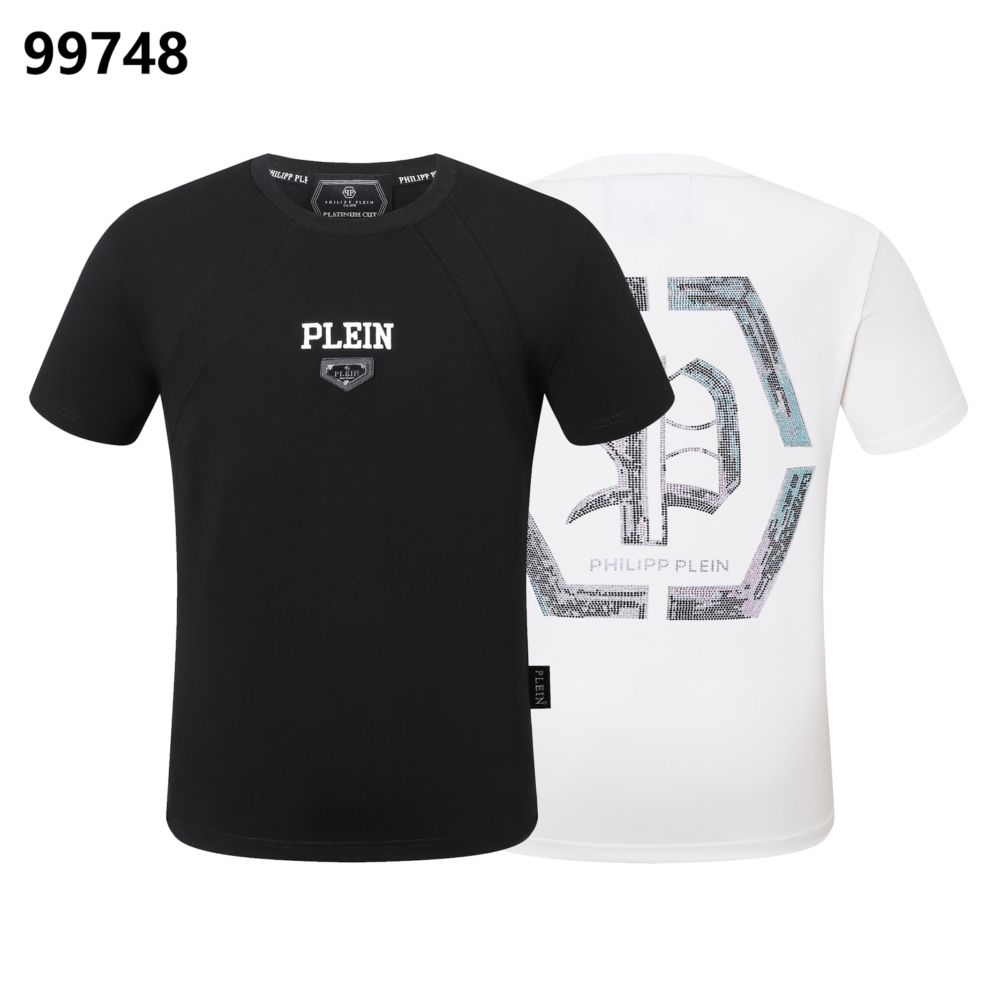 PHILIPP PLEIN T-Shirt mit Sanskrit-Alphabet, Strassverzierungen und Rundhalsausschnitt