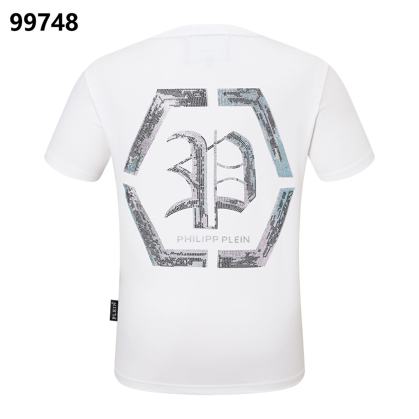 PHILIPP PLEIN T-Shirt mit Sanskrit-Alphabet, Strassverzierungen und Rundhalsausschnitt