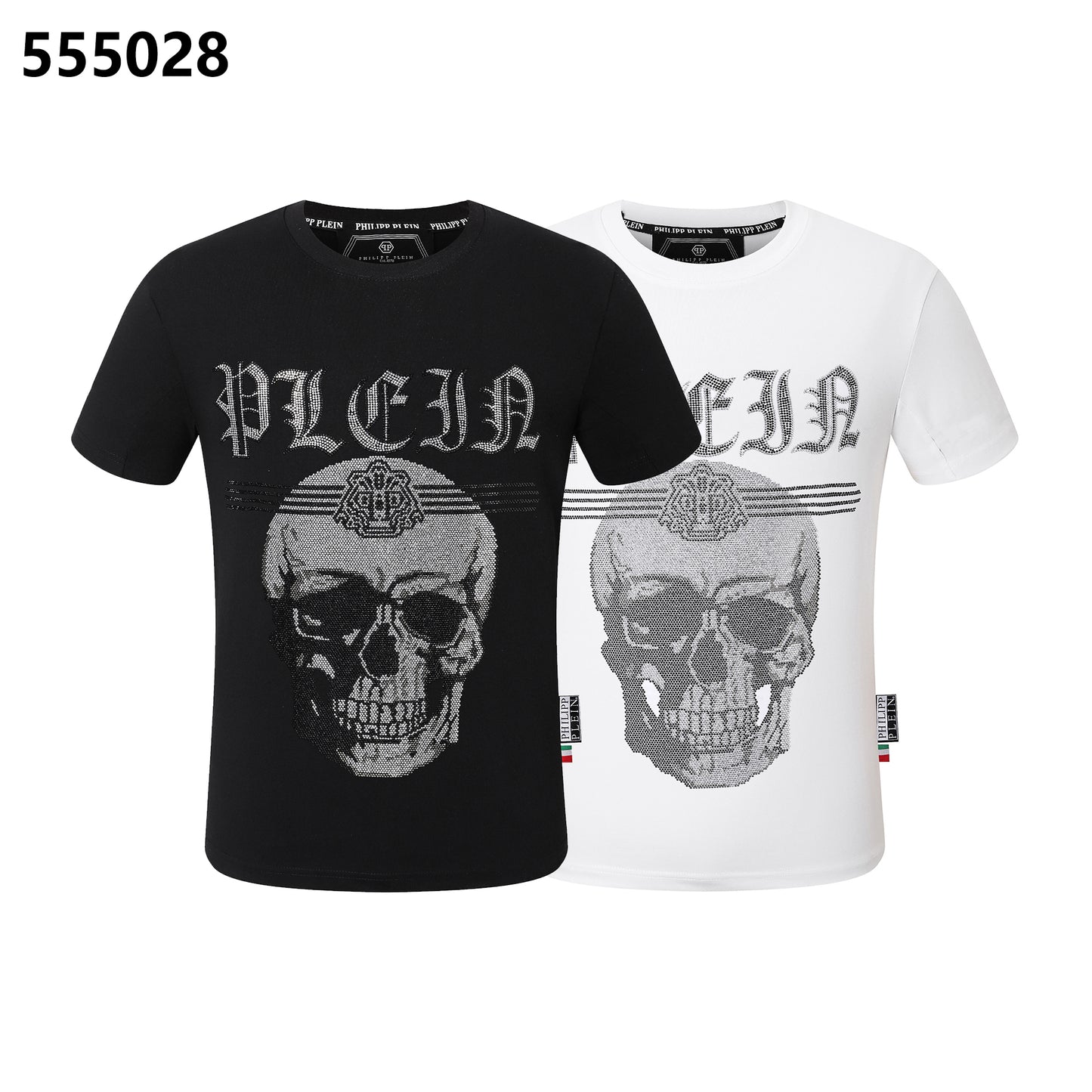 PHILIPP PLEIN T-Shirt mit Rundhalsausschnitt und Totenkopf-Print