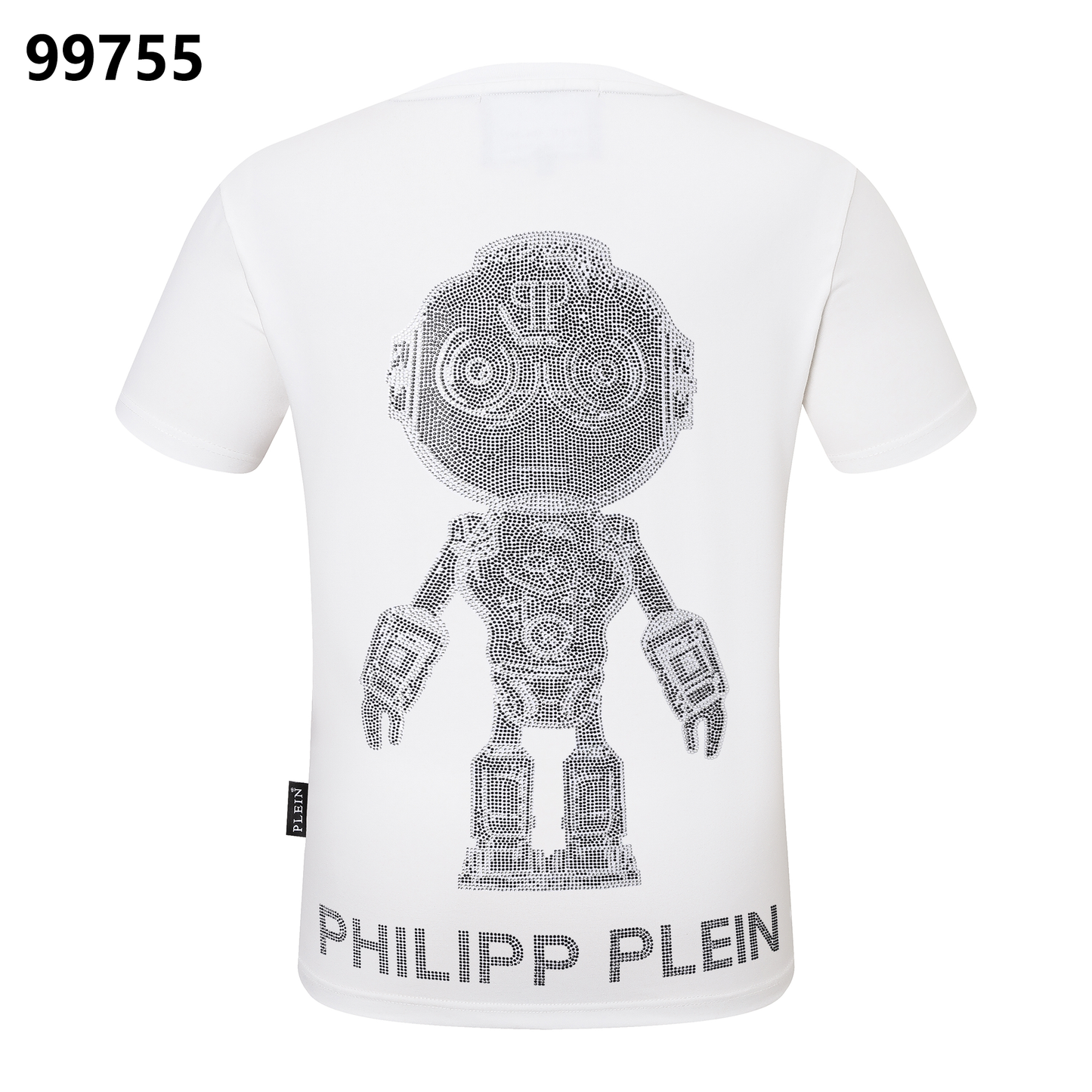 PHILIPP PLEIN T-Shirt mit Rundhalsausschnitt und Roboter-Strassverzierungen