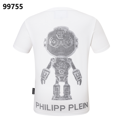 PHILIPP PLEIN T-Shirt mit Rundhalsausschnitt und Roboter-Strassverzierungen
