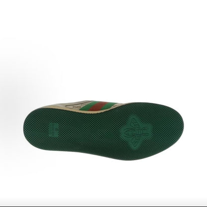GUCCI Screener “Dirty” Sneakers, Leather, GG Enamel, Distressed Style, Men's, Green