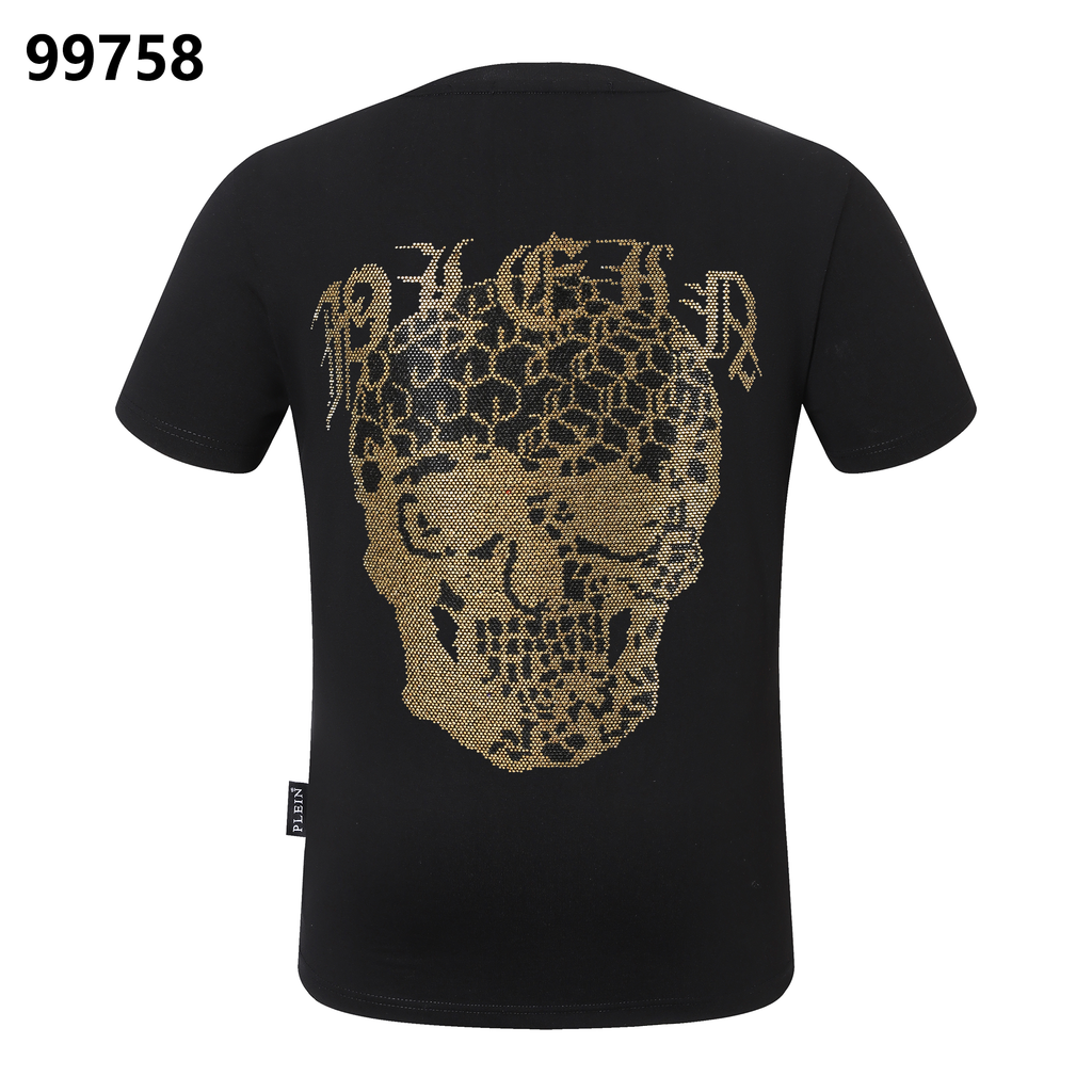 PHILIPP PLEIN サンクリット スカル ラインストーン装飾 ラウンドネックTシャツ