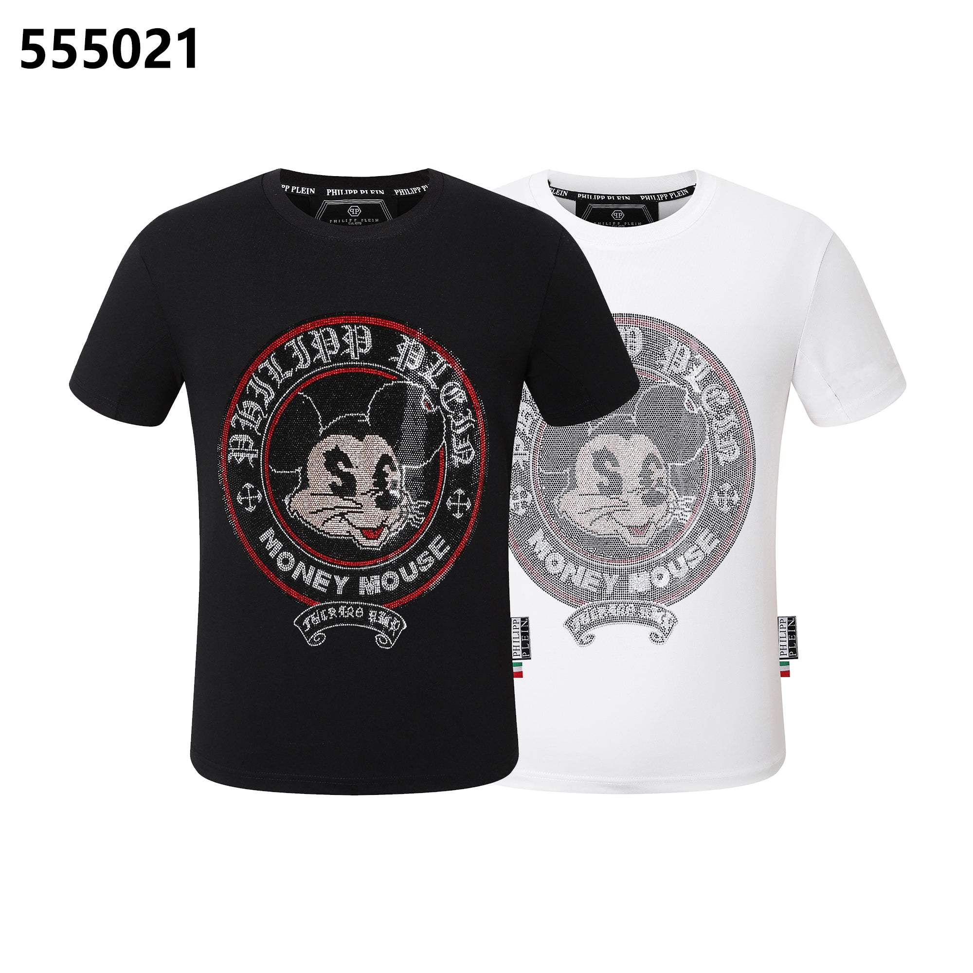 フィリップ プレイン ミッキーマウス プリント クルーネック Tシャツ