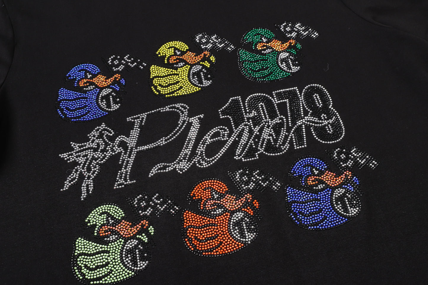 PHILIPP PLEIN 1978 Rundhals-T-Shirt mit 6 kleinen Entenmotiv