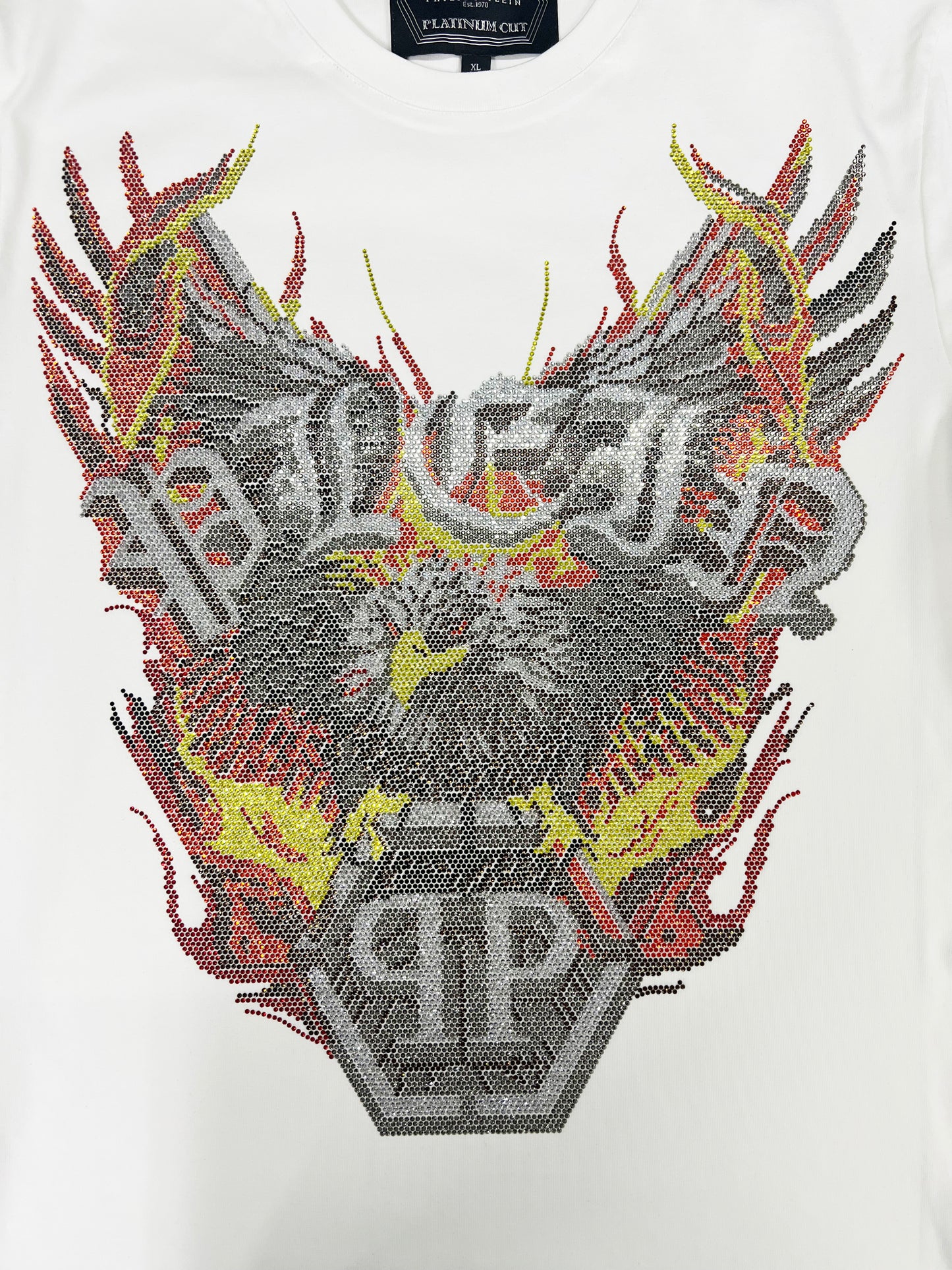 PHILIPP PLEIN Round-Neck T-Shirt with a Flaming Eagle Design
