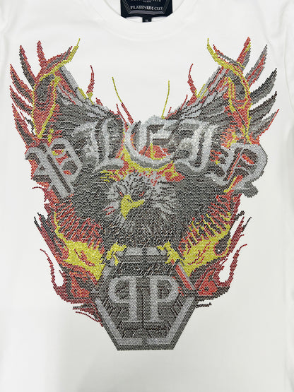 PHILIPP PLEIN Round-Neck T-Shirt with a Flaming Eagle Design