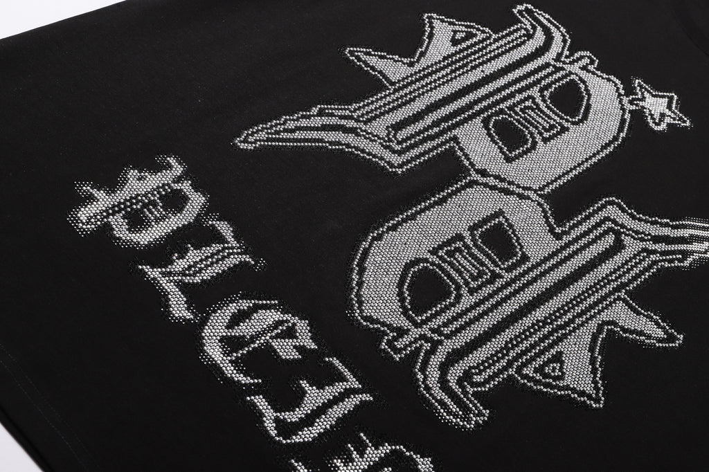 PHILIPP PLEIN ダイヤモンドスタッズレタリング ラウンドネックTシャツ