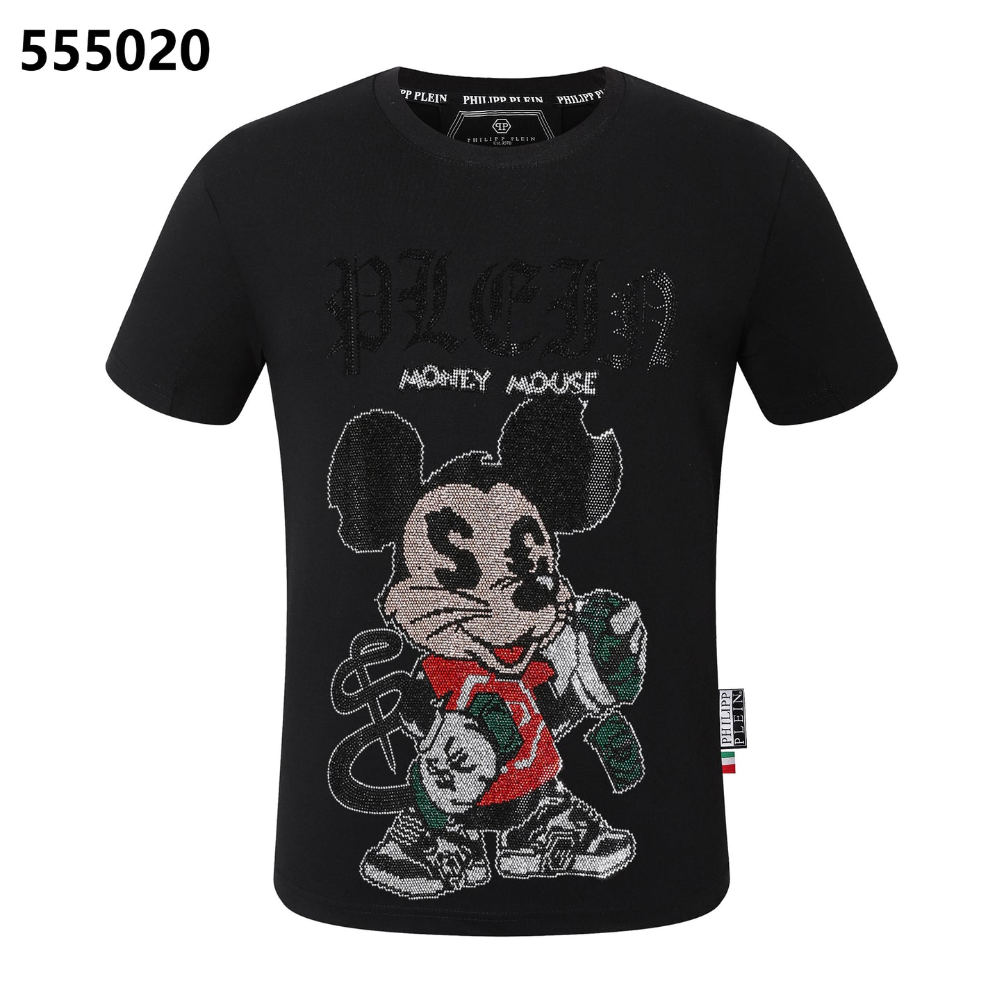 PHILIPP PLEIN T-Shirt mit Rundhalsausschnitt und Micky-Maus-Print