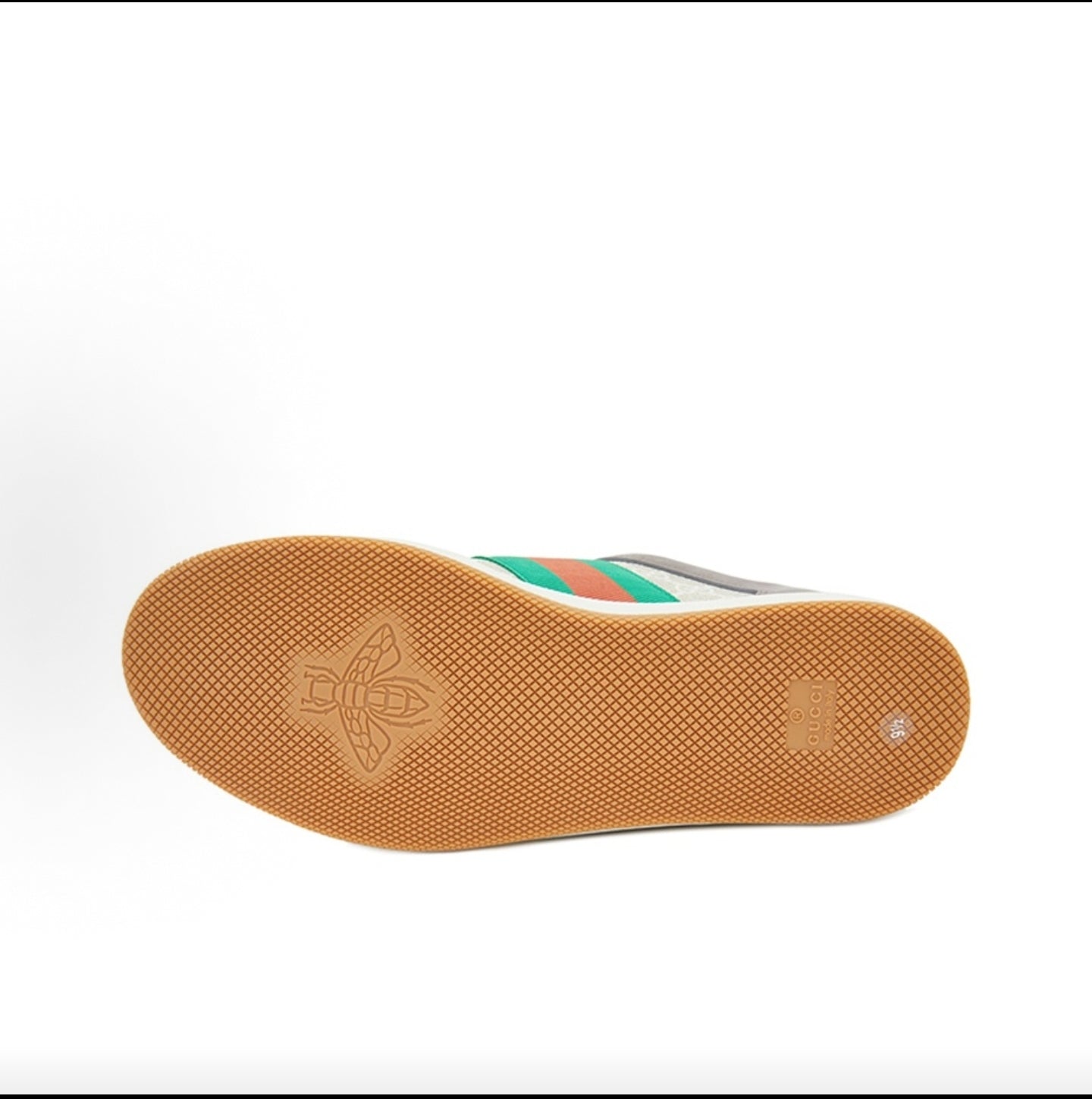 GUCCI Screener Men's Low-Top Fashion Sneakers with Red and Green Webbing and Double G Print, Gray