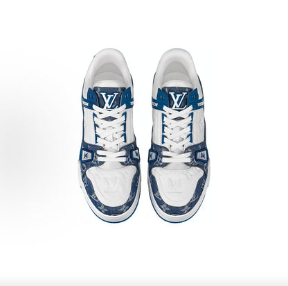 LOUIS VUITTON Trainer Casual Men's Denim Blue and White Colorway