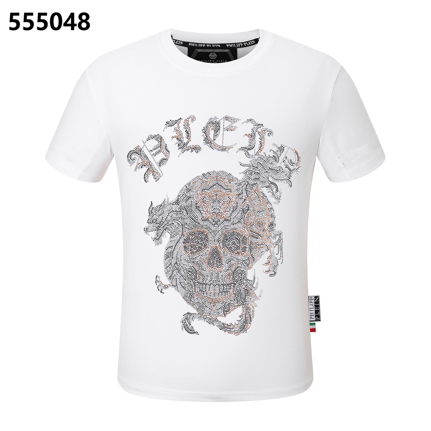 PHILIPP PLEIN Round-Neck T-Shirt with Skull and Dragon Design