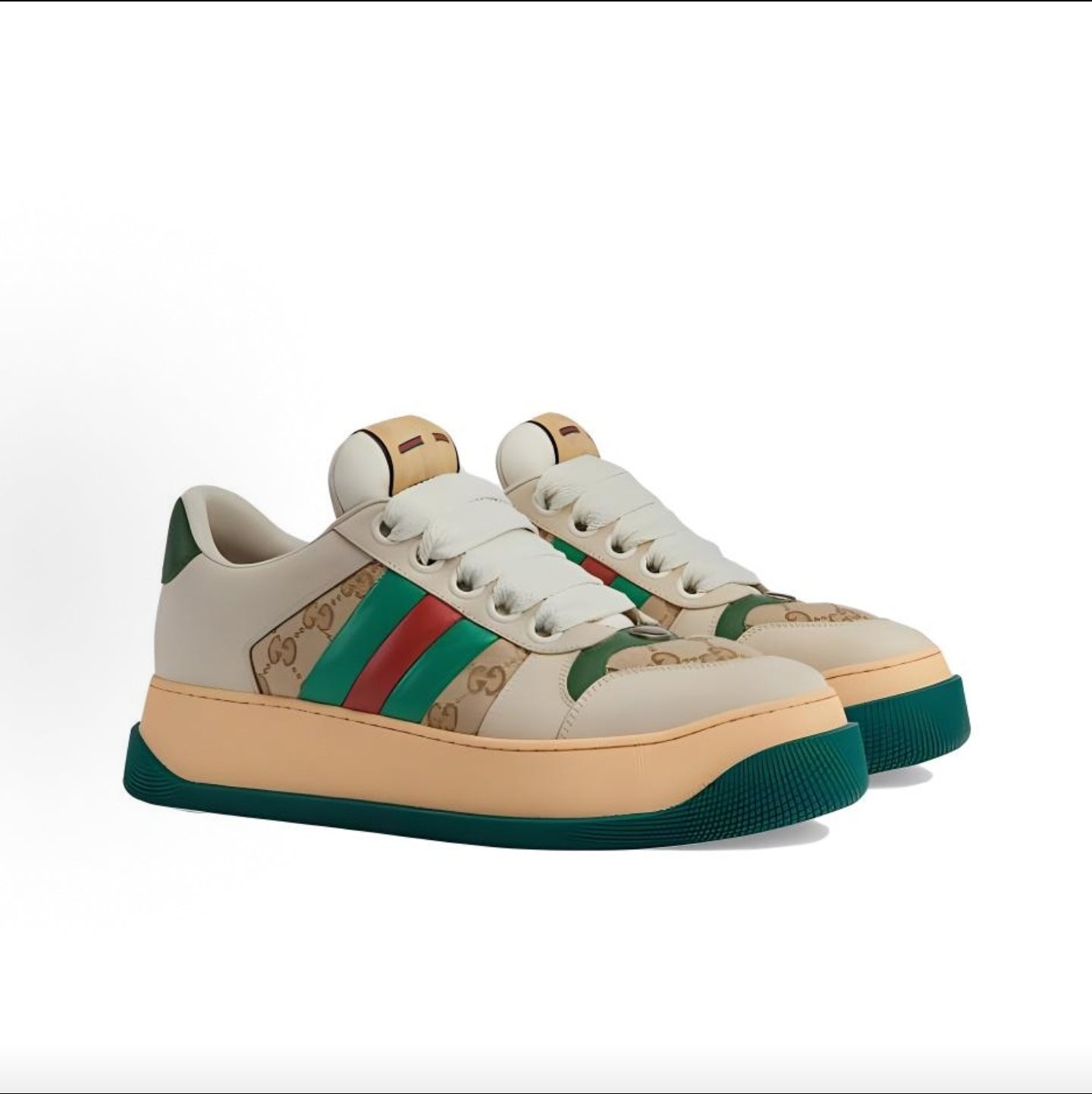 GUCCI Screener “Pangding” Distressed Sneakers, Leather, Men's, Green