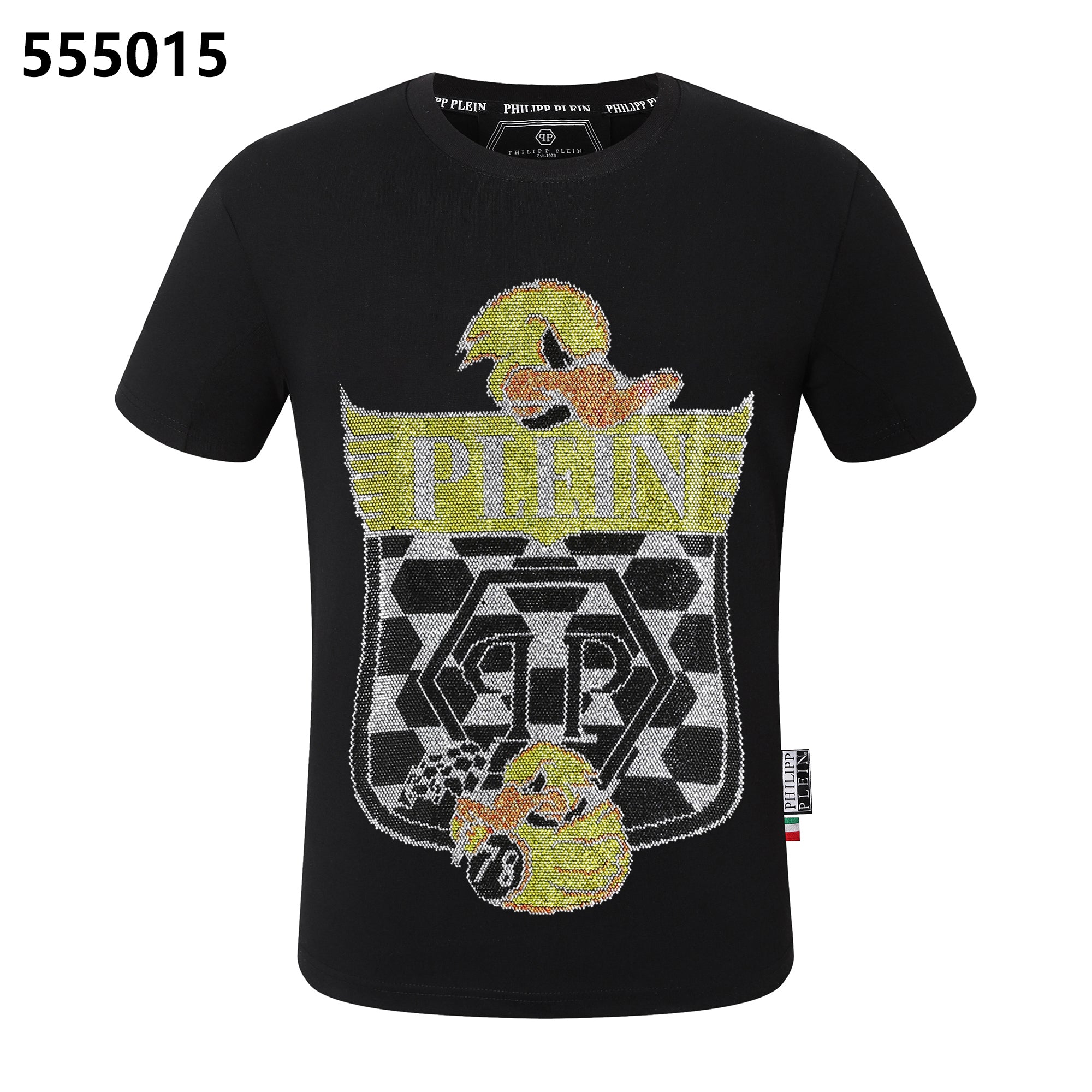 PHILIPP PLEIN イエローダックデザイン ラウンドネックTシャツ