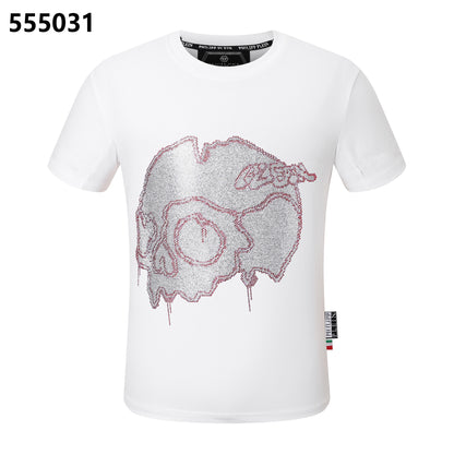 PHILIPP PLEIN Rundhals-T-Shirt mit zersplittertem Totenkopf-Design
