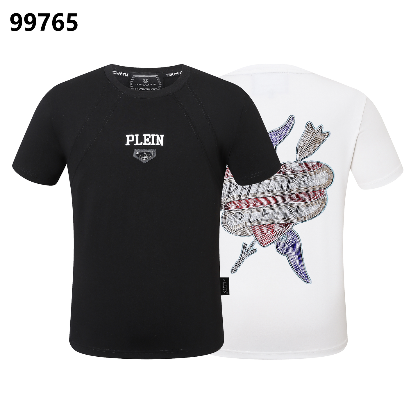 PHILIPP PLEIN Round-Neck T-Shirt with Letter and Heart Arrow Design