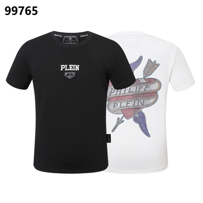 PHILIPP PLEIN Round-Neck T-Shirt with Letter and Heart Arrow Design