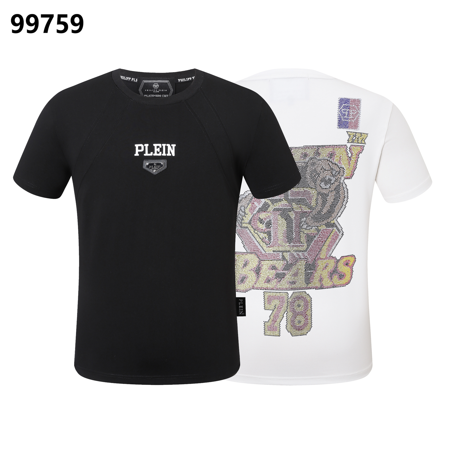 PHILIPP PLEIN Letter Grizzly Rhinestone Rundhals-T-Shirt