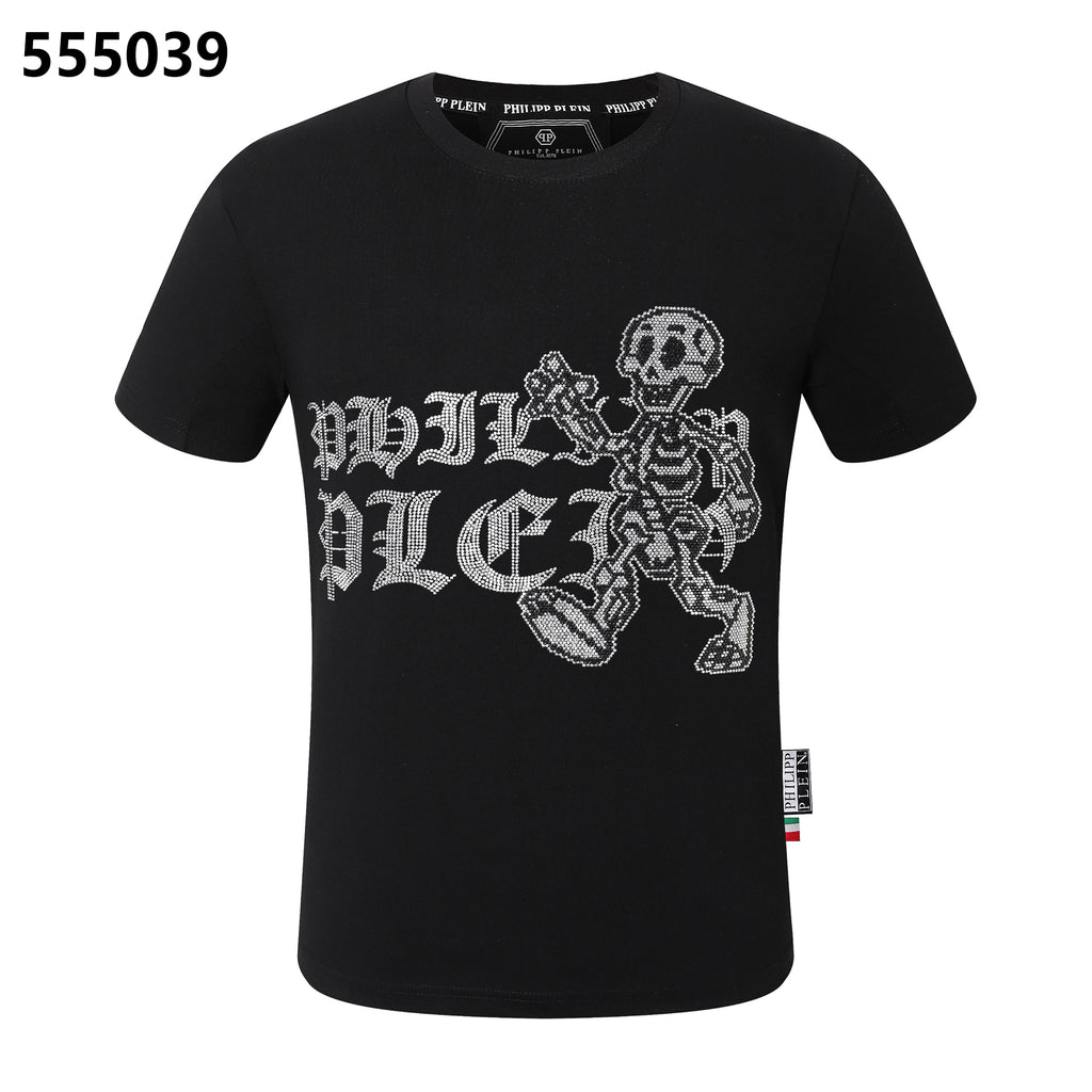 PHILIPP PLEIN スカルとレターデザインの丸首Tシャツ