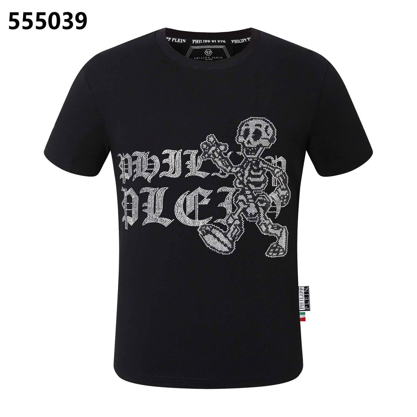 PHILIPP PLEIN Round-Neck T-Shirt with a Skull and Letter Design