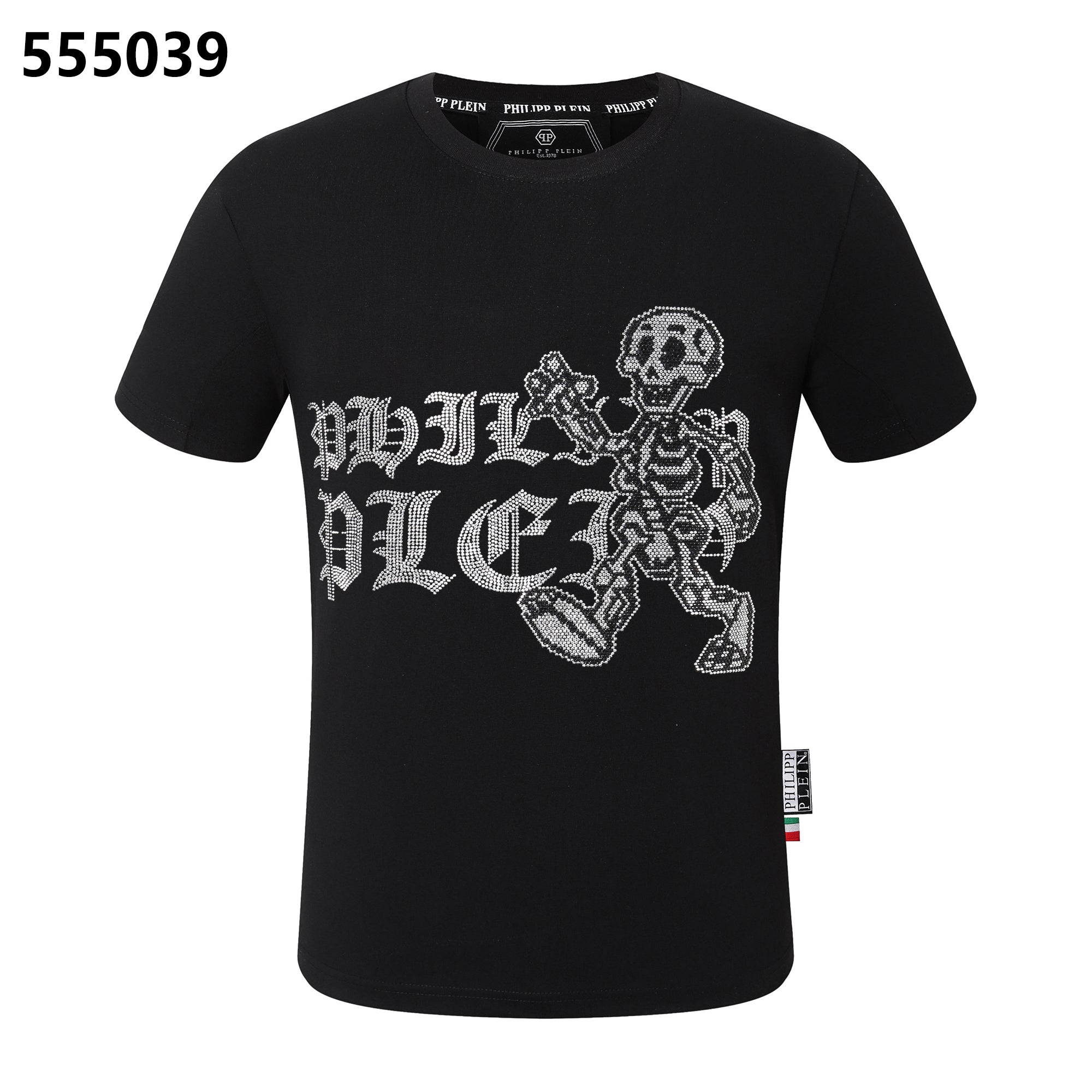 PHILIPP PLEIN スカルとレターデザインの丸首Tシャツ