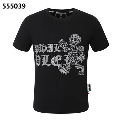 PHILIPP PLEIN Round-Neck T-Shirt with a Skull and Letter Design