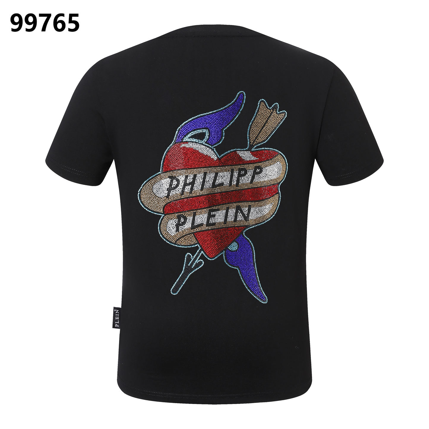 PHILIPP PLEIN Round-Neck T-Shirt with Letter and Heart Arrow Design