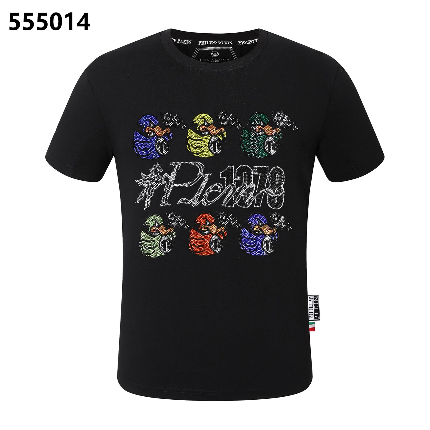 PHILIPP PLEIN 1978 Rundhals-T-Shirt mit 6 kleinen Entenmotiv