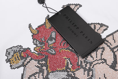 PHILIPP PLEIN Rundhals-T-Shirt mit Dämonen-Print