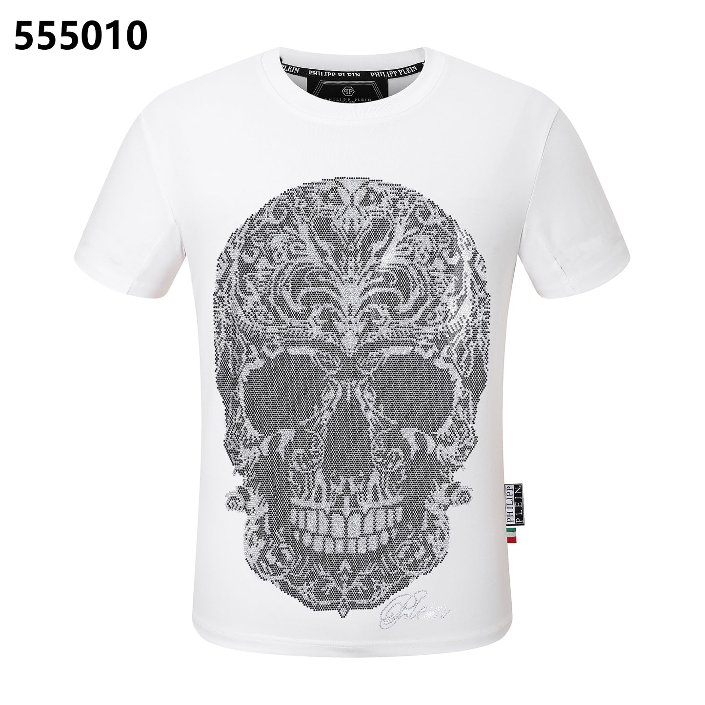 PHILIPP PLEIN T-Shirt mit Rundhalsausschnitt und Totenkopf-Print