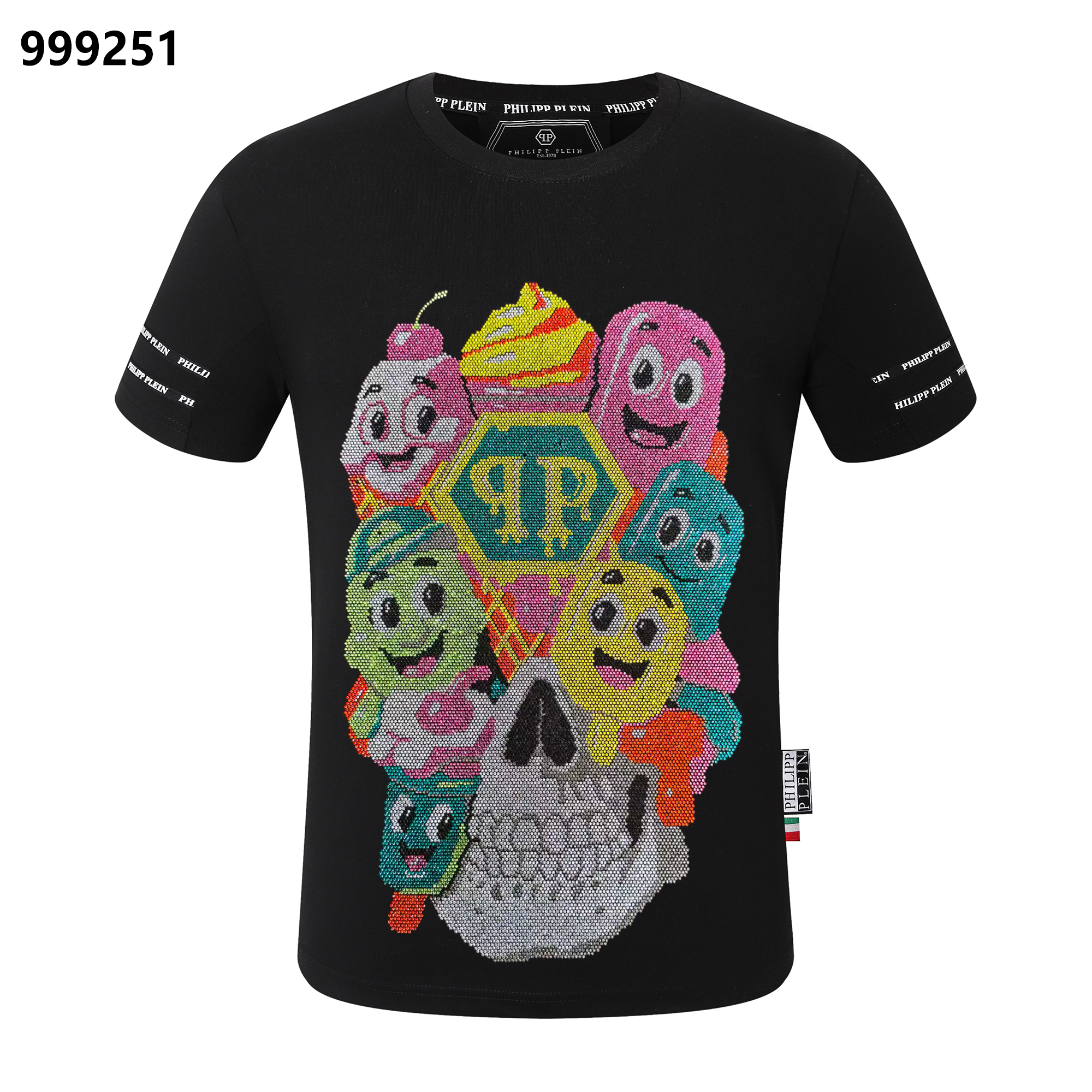 フィリッププレイン ファン カートゥーン スケルトン アイスクリーム ラウンドネック Tシャツ