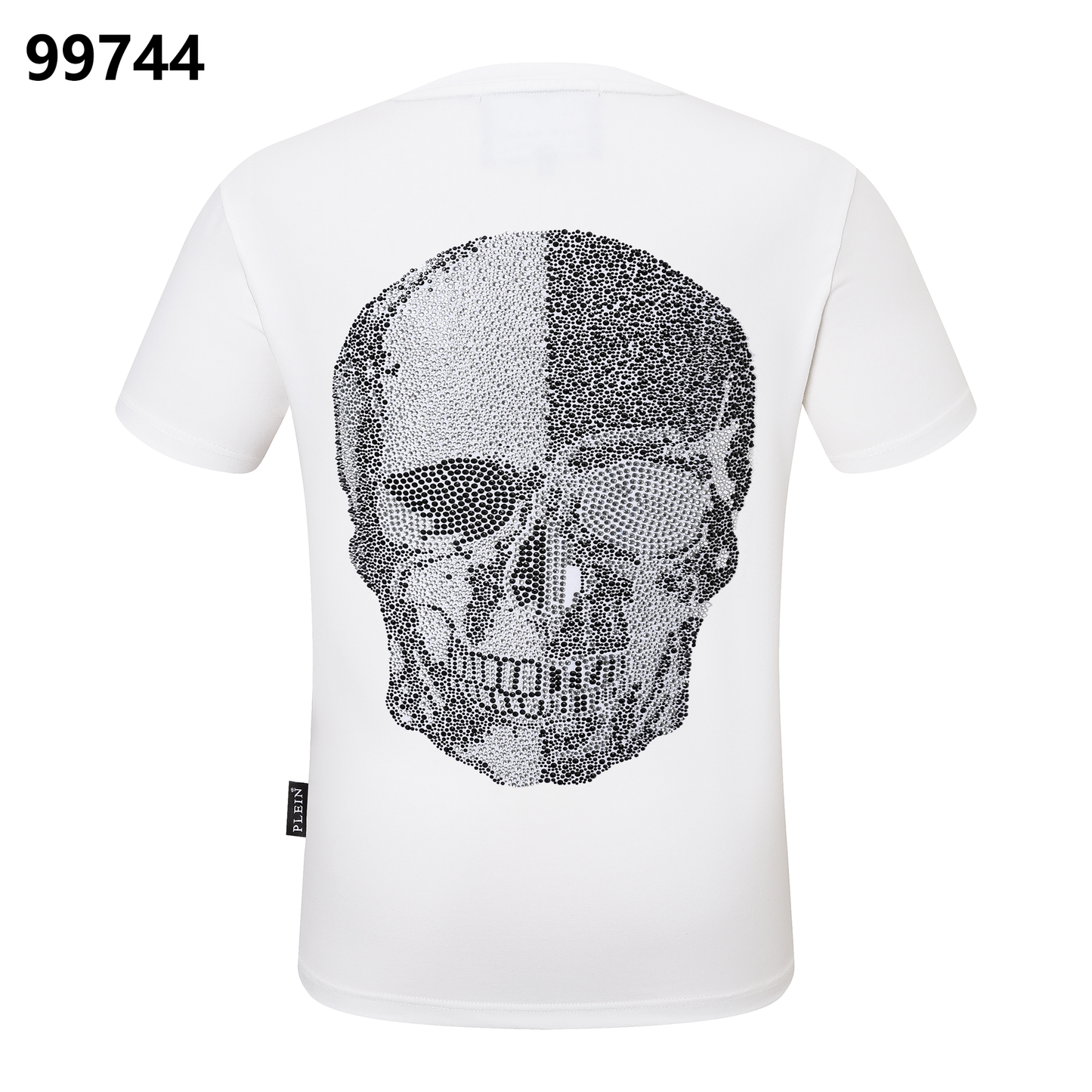 PHILIPP PLEIN T-Shirt mit Rundhalsausschnitt, Totenkopf-Print und Strasssteinen