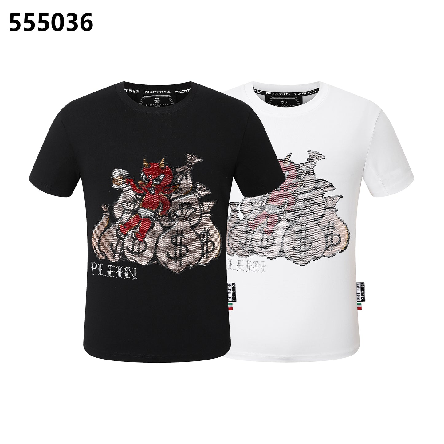 PHILIPP PLEIN Rundhals-T-Shirt mit Dämonen-Print