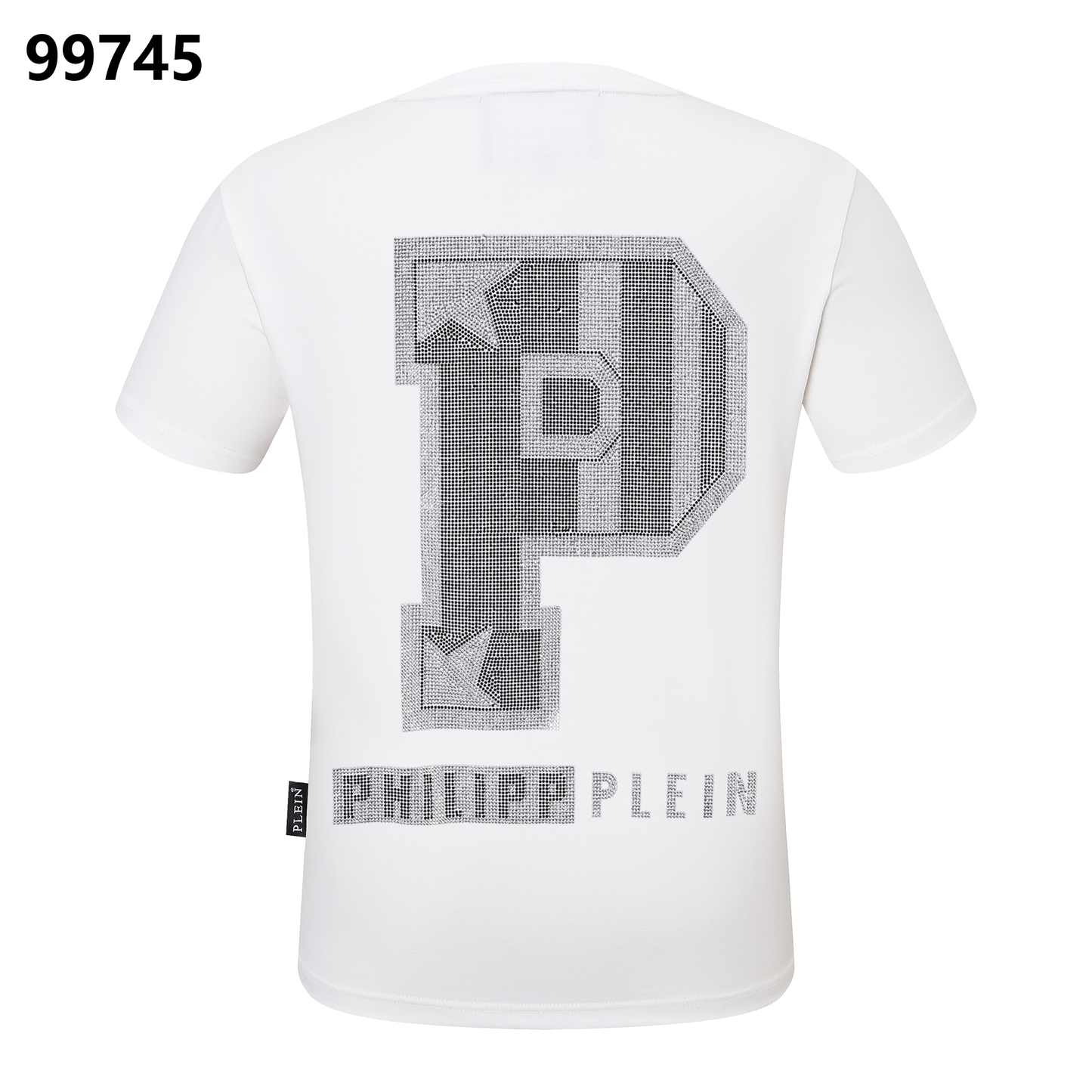 PHILIPP PLEIN Round-Neck T-Shirt with Diamond-Studded Lettering