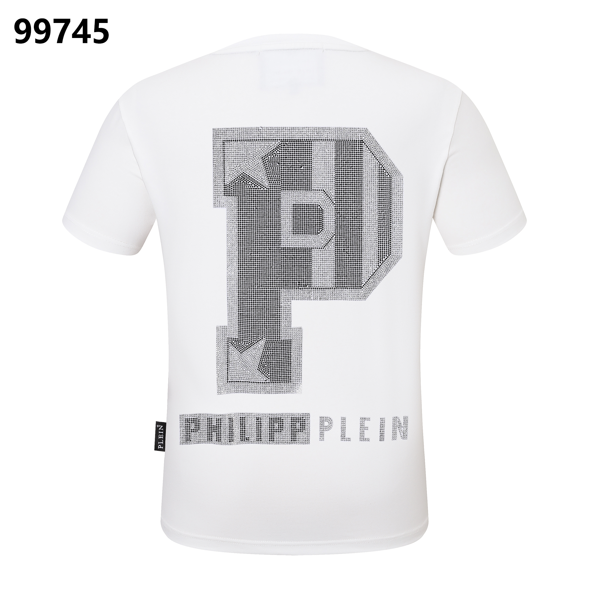 PHILIPP PLEIN ダイヤモンドスタッズレタリング ラウンドネックTシャツ
