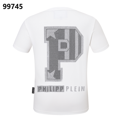 PHILIPP PLEIN Round-Neck T-Shirt with Diamond-Studded Lettering