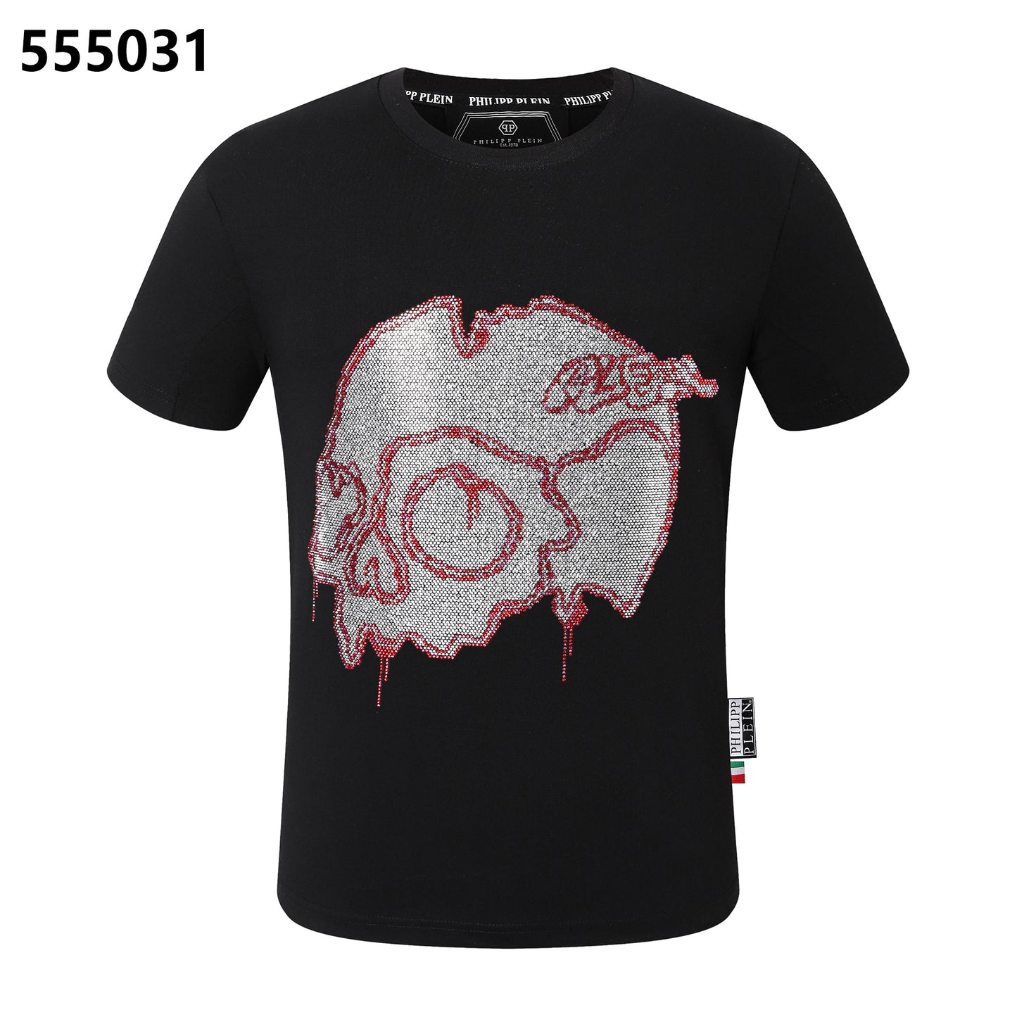 PHILIPP PLEIN Rundhals-T-Shirt mit zersplittertem Totenkopf-Design